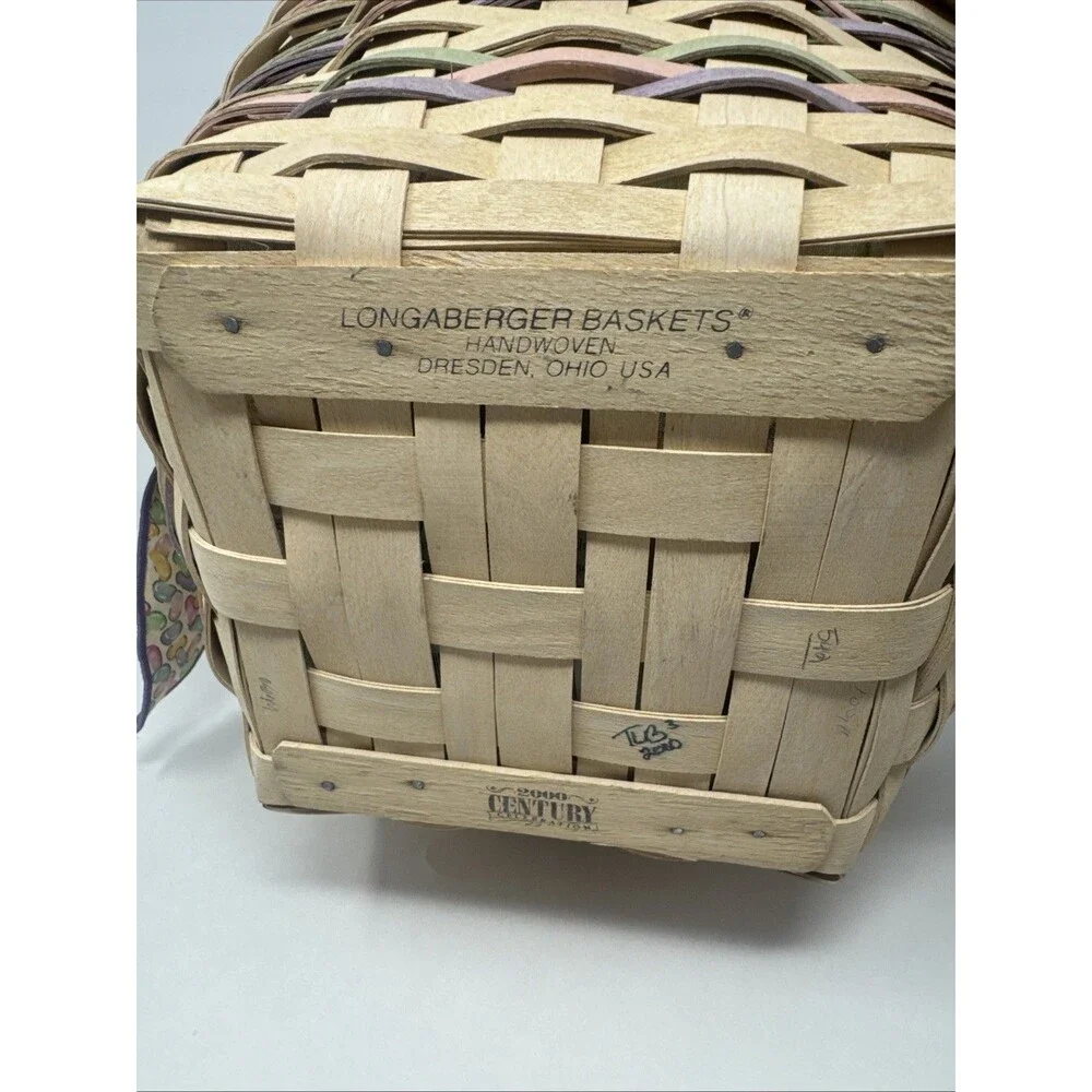 Longaberger 2000 Century Celebration Easter Basket Large Whitewashed Jelly Beans